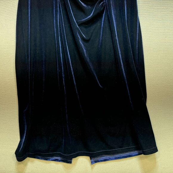 Changes By Together Womens Ruched Velvet Midi Dress Size 18 Midnight Blue Party - Picture 6 of 12